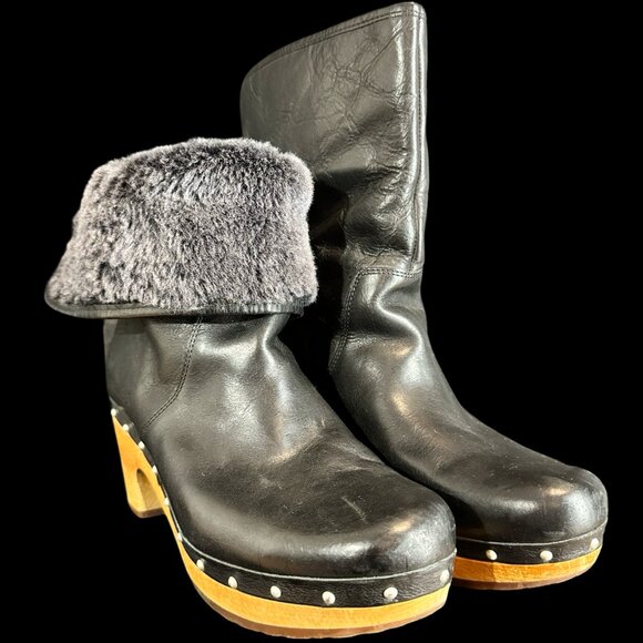Black Uggs, convertible fur lined clog boots - Picture 6 of 8